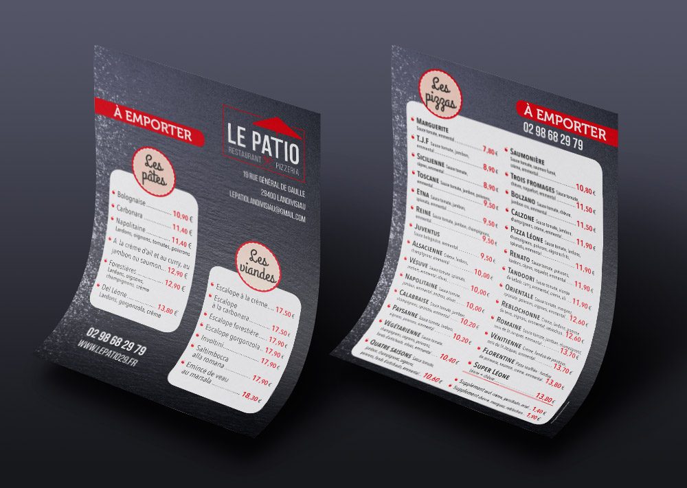 Flyer pour le restaurant Le Patio à Landivisiau